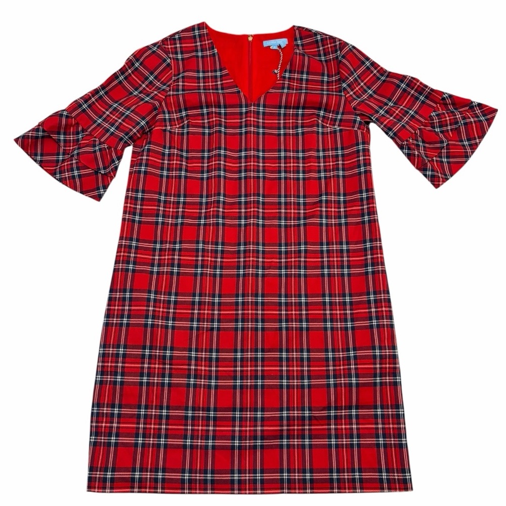 Draper James Angie Check Ruffle Sleeve Shift Dress
